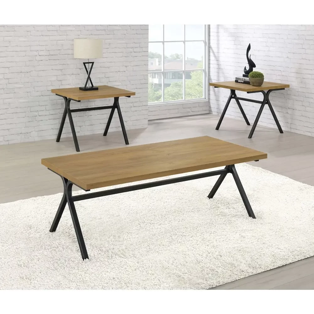 Colmar 3-piece Engineered Wood Coffee Table Set Golden Oak