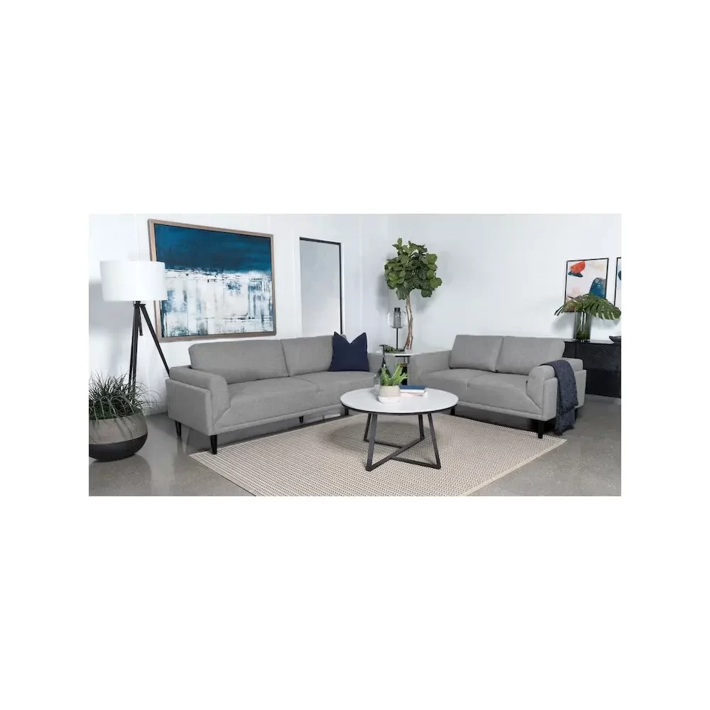 Rilynn 2-piece Upholstered Track Arm Sofa Set Grey