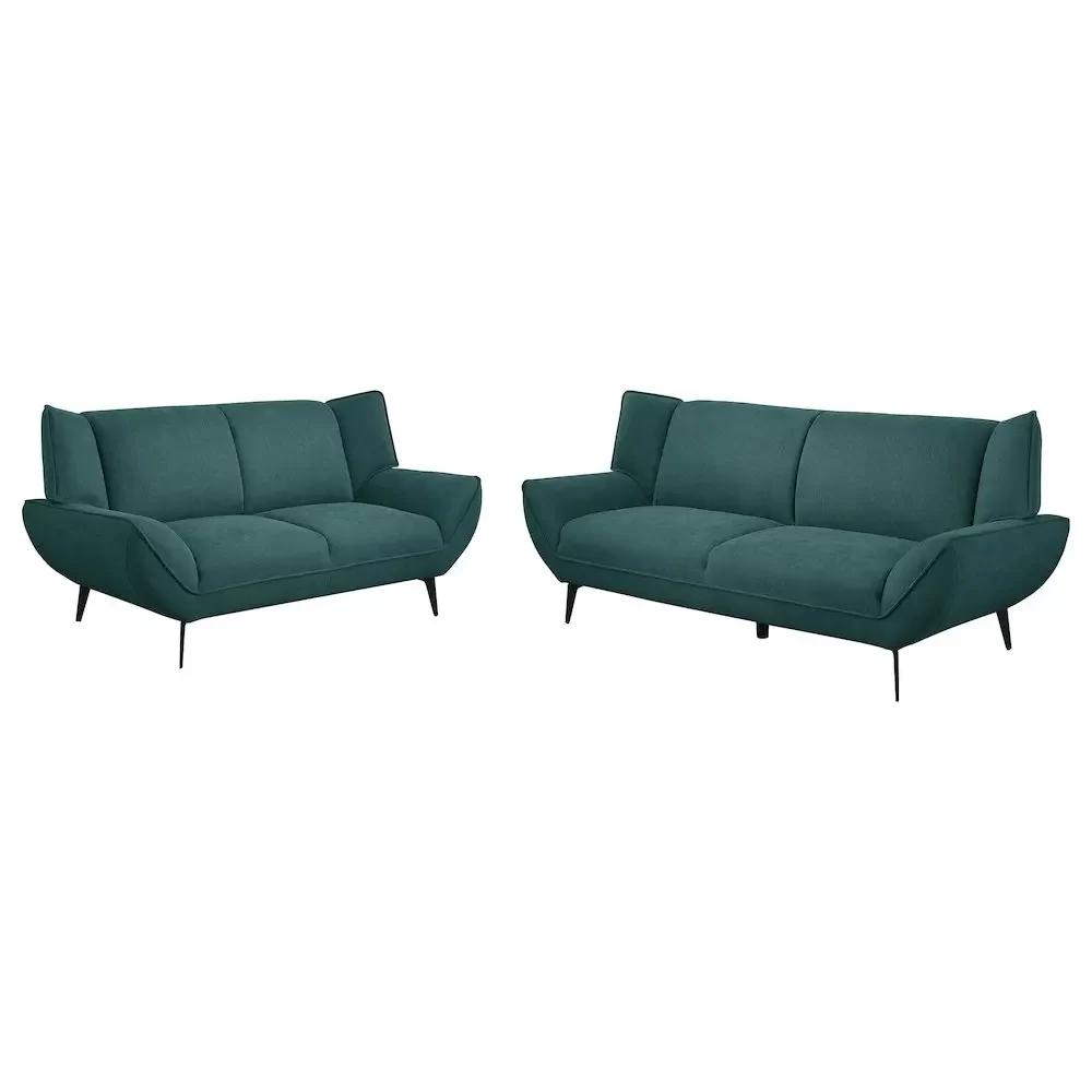 Acton 2-piece Upholstered Flared Arm Sofa Set Teal Blue