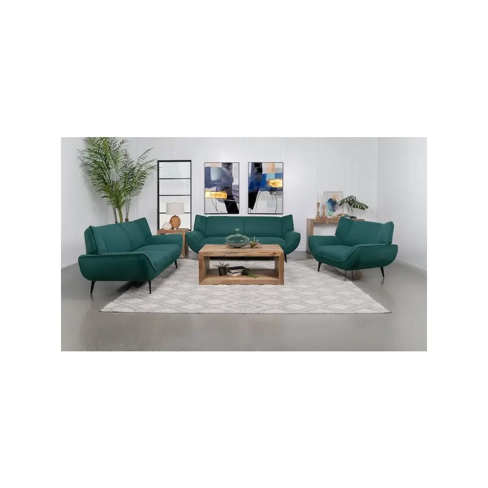 Acton 3-piece Upholstered Flared Arm Sofa Set Teal Blue
