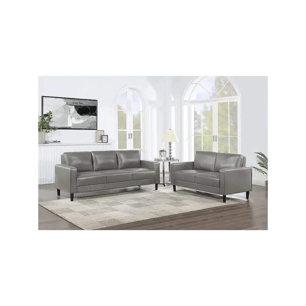Ruth 2-piece Upholstered Track Arm Sofa Set Grey