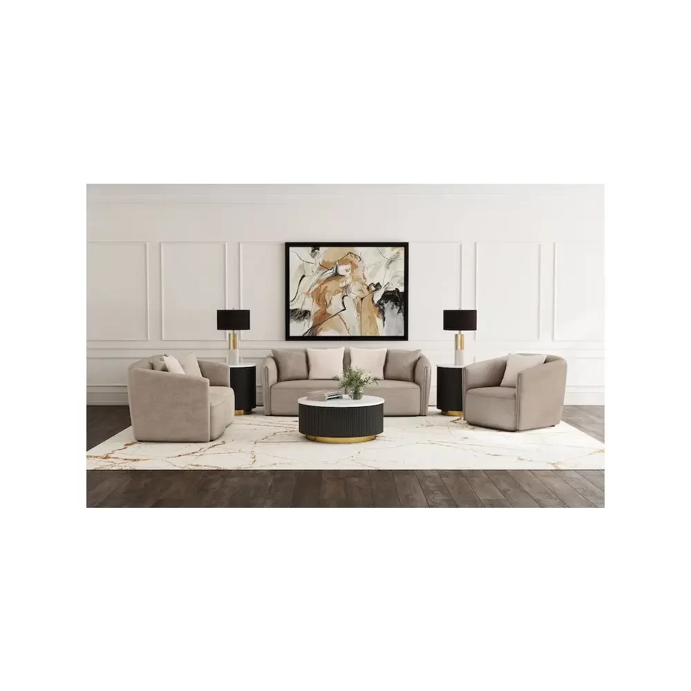 Townsend 3-piece Chenille Upholstered Sofa Set Latte