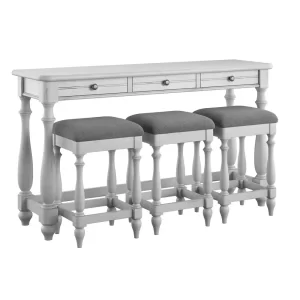 Wallce & Bay Mariano Oyster Shell Sofa Table With Three Stools