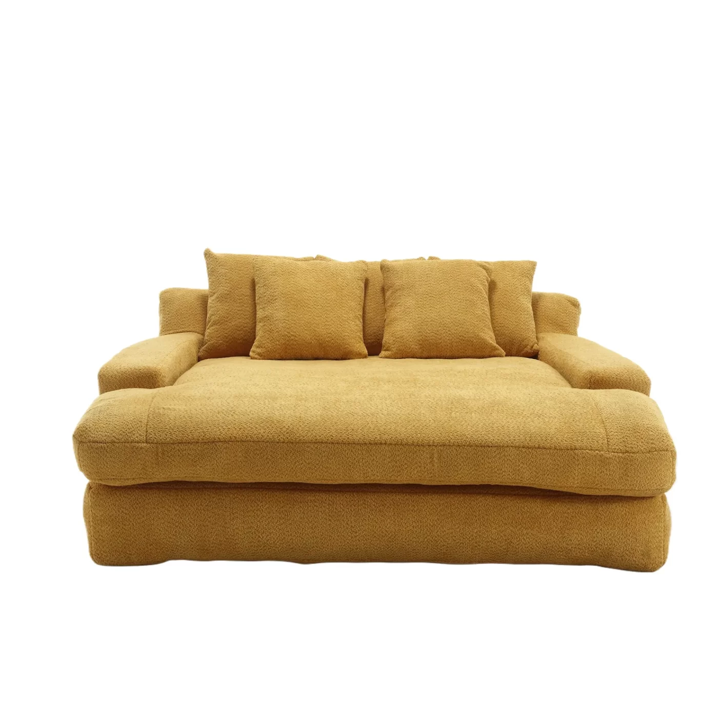 Chenille 2-seater lazy sofa With 5 back pillows,Comfy Sofa- Deep Seat Couch for Living Room,Club (Mustard yellow)