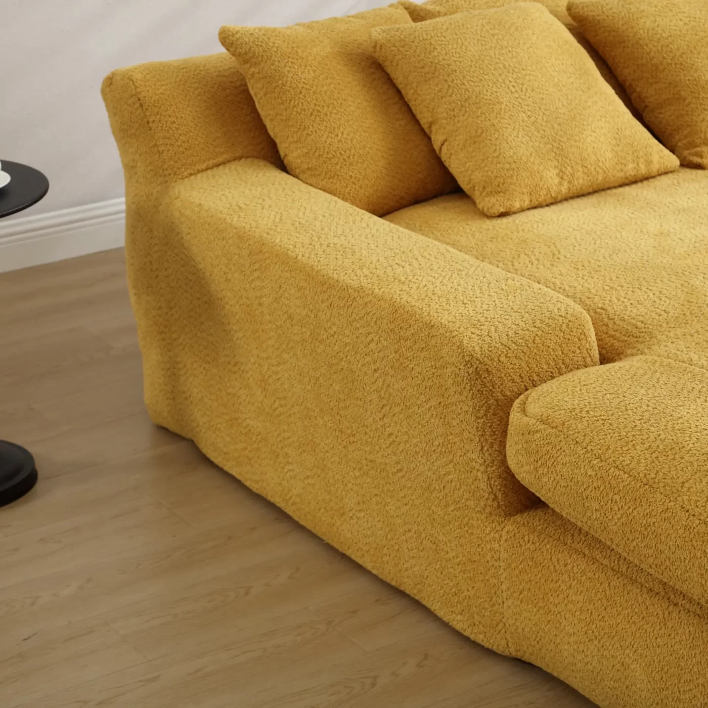 Chenille 2-seater lazy sofa With 5 back pillows,Comfy Sofa- Deep Seat Couch for Living Room,Club (Mustard yellow)