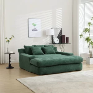 Chenille 2-seater lazy sofa With 5 back pillows,Comfy Sofa- Deep Seat Couch for Living Room,Club (Emerald)