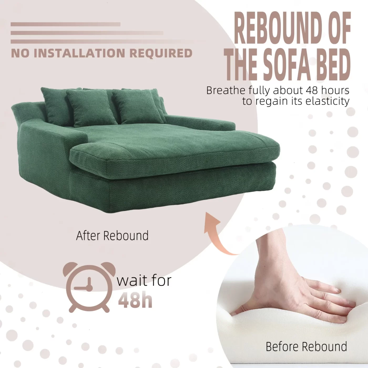 Chenille 2-seater lazy sofa With 5 back pillows,Comfy Sofa- Deep Seat Couch for Living Room,Club (Emerald)