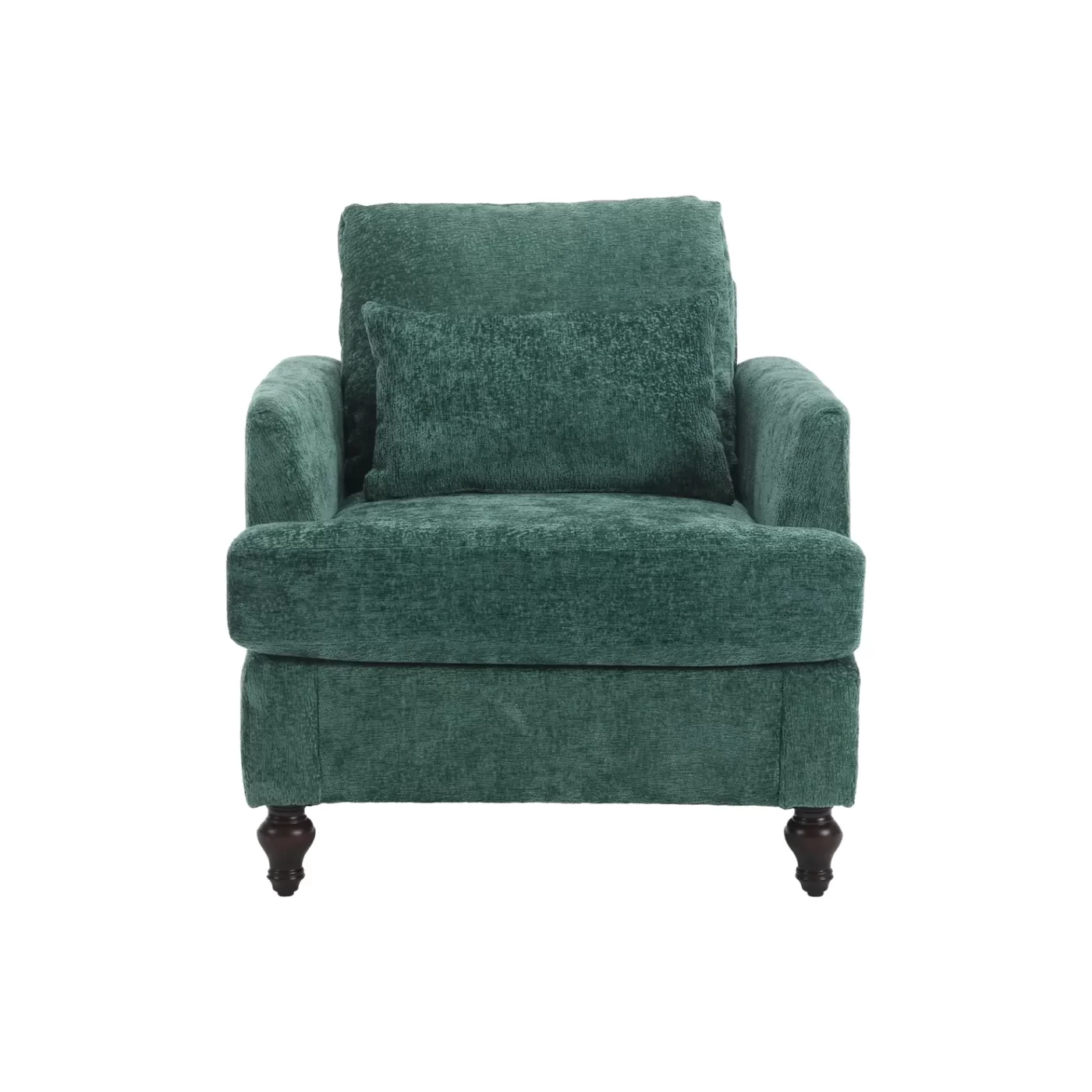 Wood Frame Armchair, Modern Accent Chair Lounge Chair for Living Room,Tufted Club Chair, Mid Century Modern Arm Chairs with Studded, Solid Wood Frame, for Bedroom, Reading (Emerald Chenille)