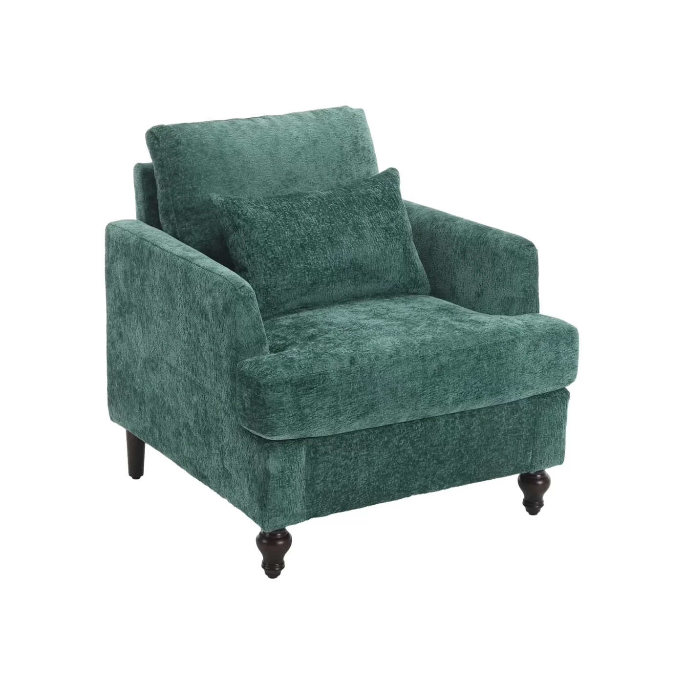 Wood Frame Armchair, Modern Accent Chair Lounge Chair for Living Room,Tufted Club Chair, Mid Century Modern Arm Chairs with Studded, Solid Wood Frame, for Bedroom, Reading (Emerald Chenille)