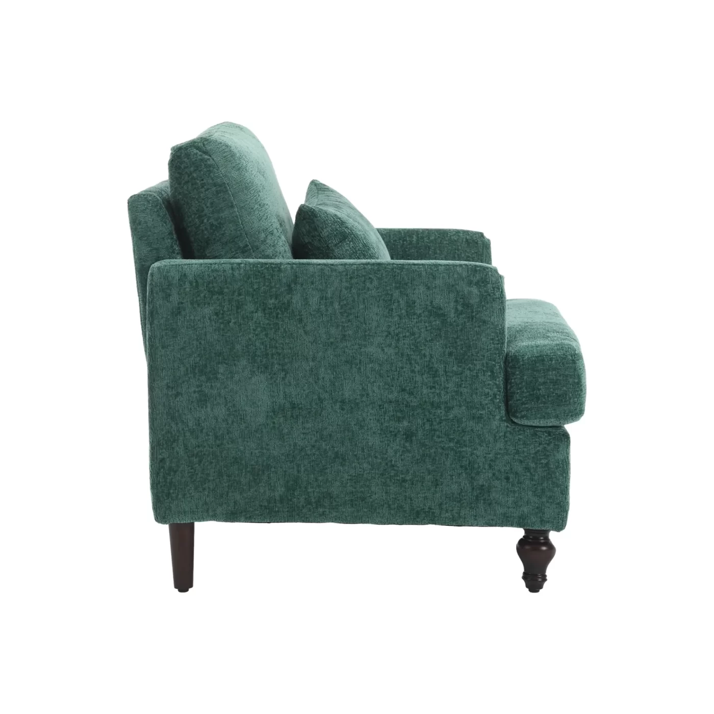 Wood Frame Armchair, Modern Accent Chair Lounge Chair for Living Room,Tufted Club Chair, Mid Century Modern Arm Chairs with Studded, Solid Wood Frame, for Bedroom, Reading (Emerald Chenille)