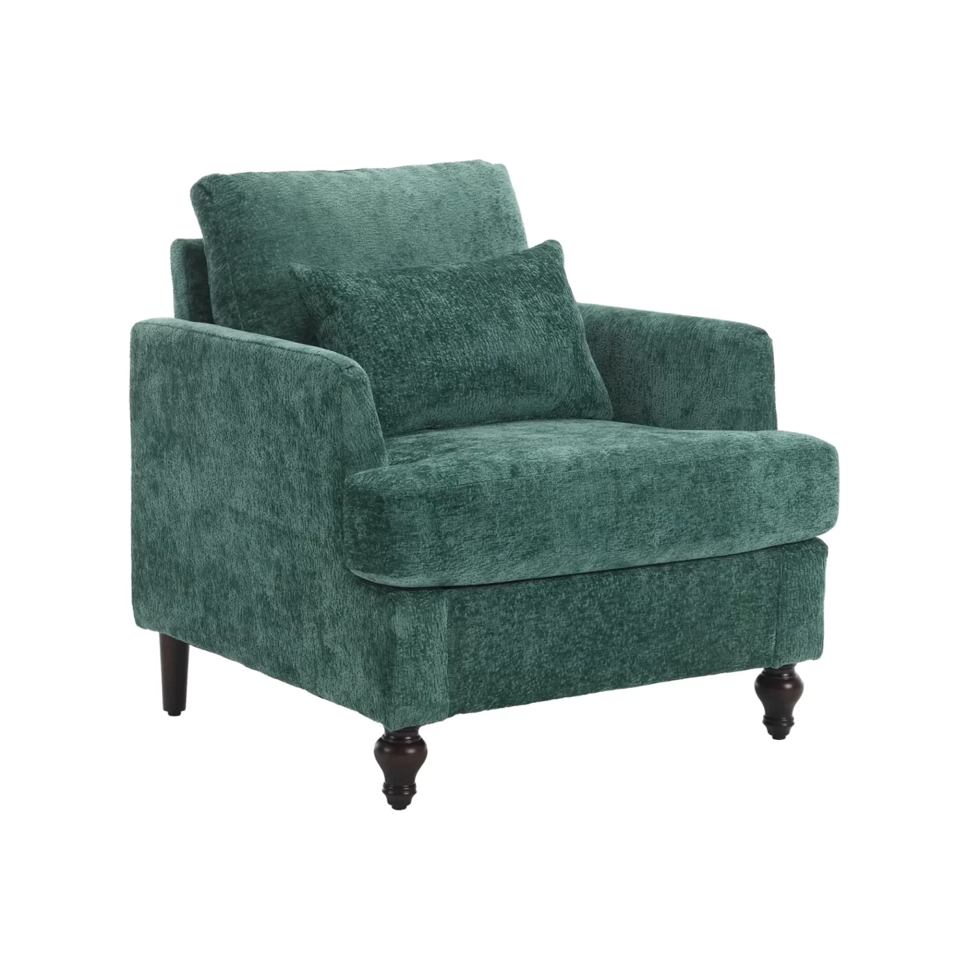 Wood Frame Armchair, Modern Accent Chair Lounge Chair for Living Room,Tufted Club Chair, Mid Century Modern Arm Chairs with Studded, Solid Wood Frame, for Bedroom, Reading (Emerald Chenille)