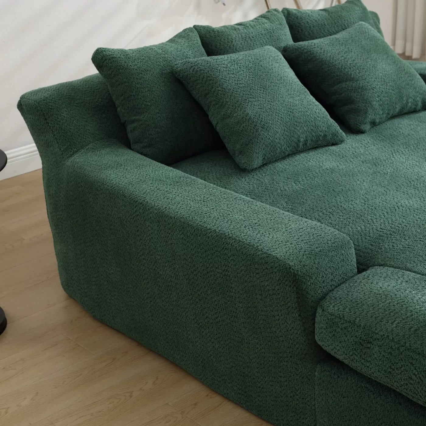 Chenille 2-seater lazy sofa With 5 back pillows,Comfy Sofa- Deep Seat Couch for Living Room,Club (Emerald)