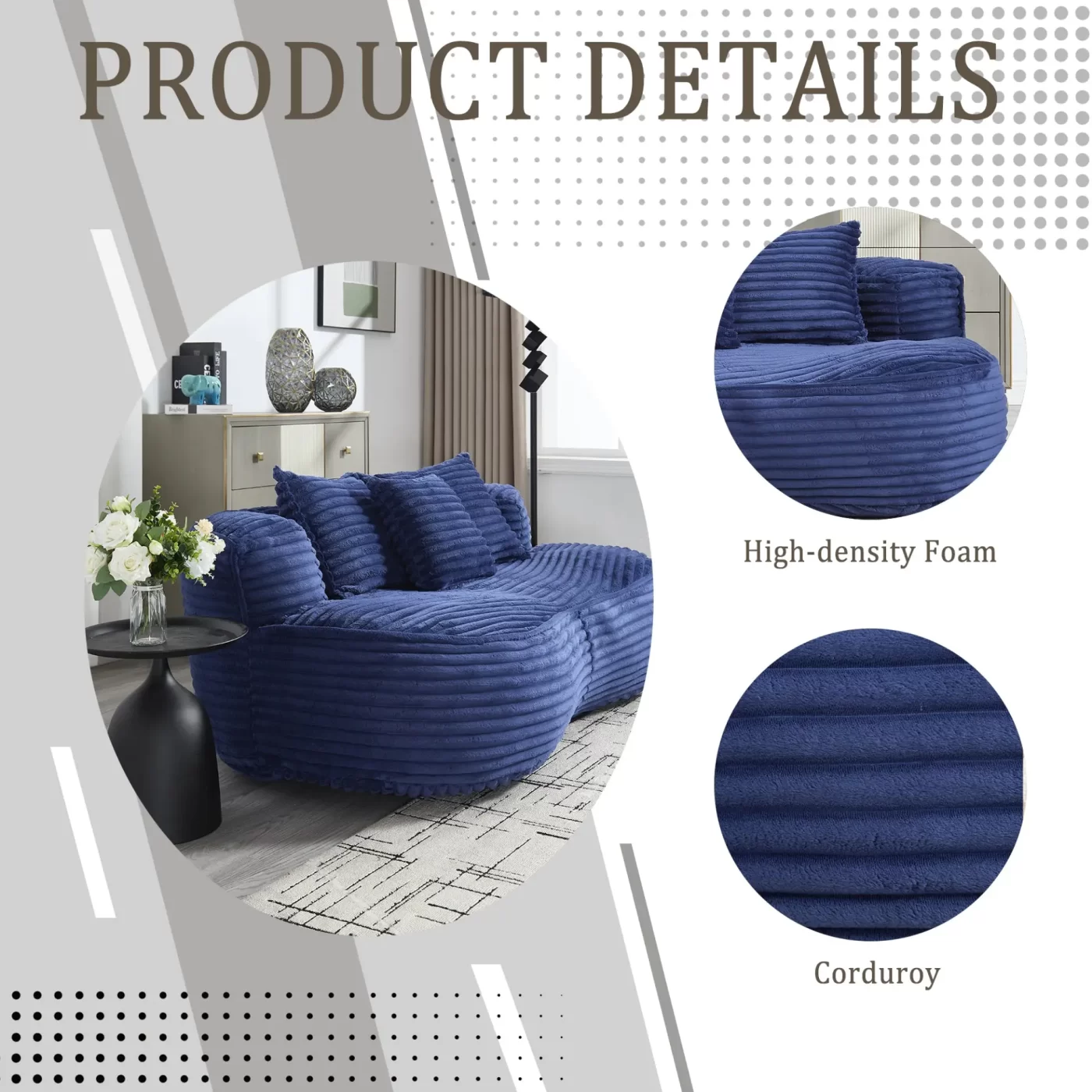 Bean Bag sofa Lazy Sofa Durable Comfort Lounger High Back Bean Bag Chair Couch for Adults and Kids, Indoor & Outdoor, Accent Floor Soft Lounge Chair (Navy)