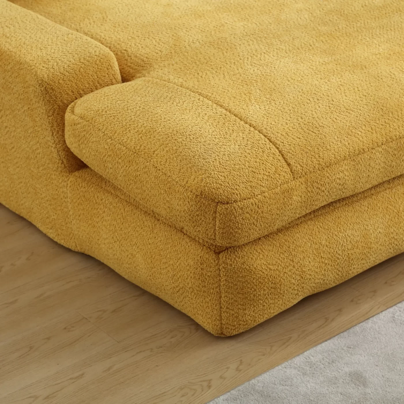 Chenille 2-seater lazy sofa With 5 back pillows,Comfy Sofa- Deep Seat Couch for Living Room,Club (Mustard yellow)