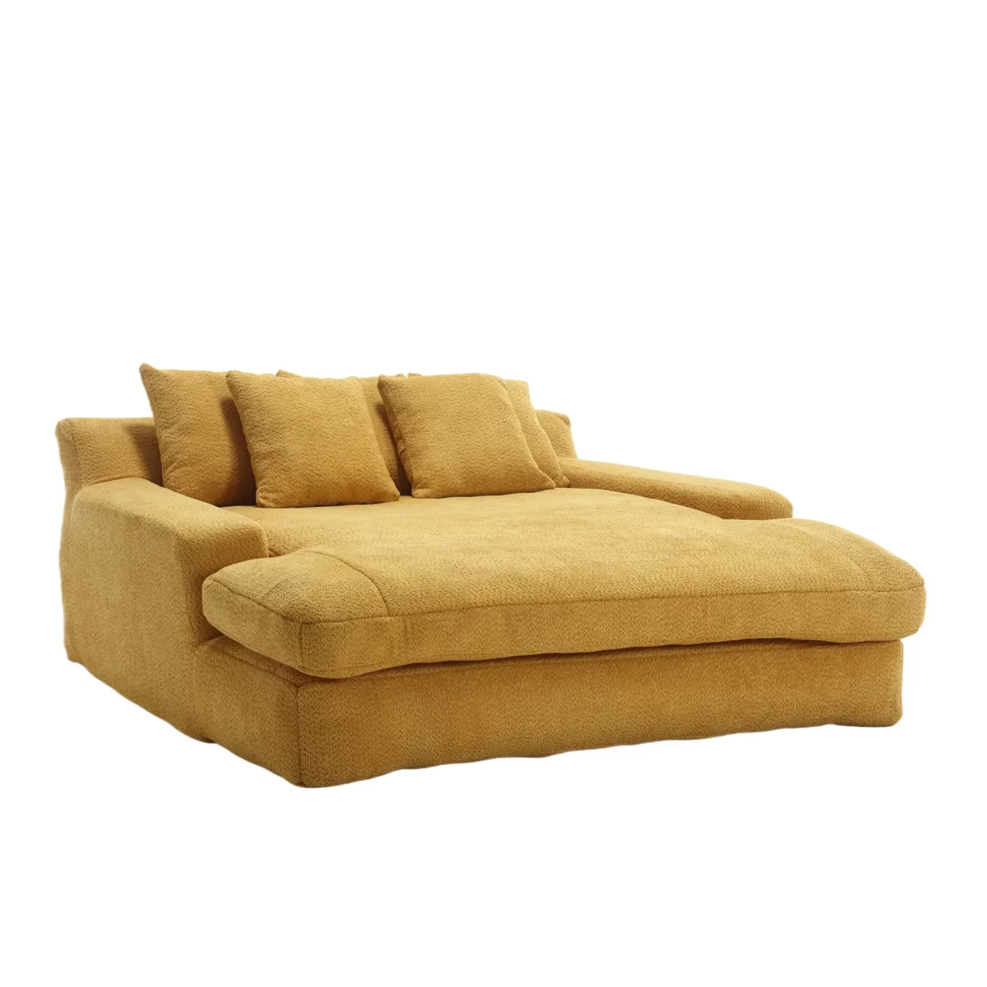 Chenille 2-seater lazy sofa With 5 back pillows,Comfy Sofa- Deep Seat Couch for Living Room,Club (Mustard yellow)