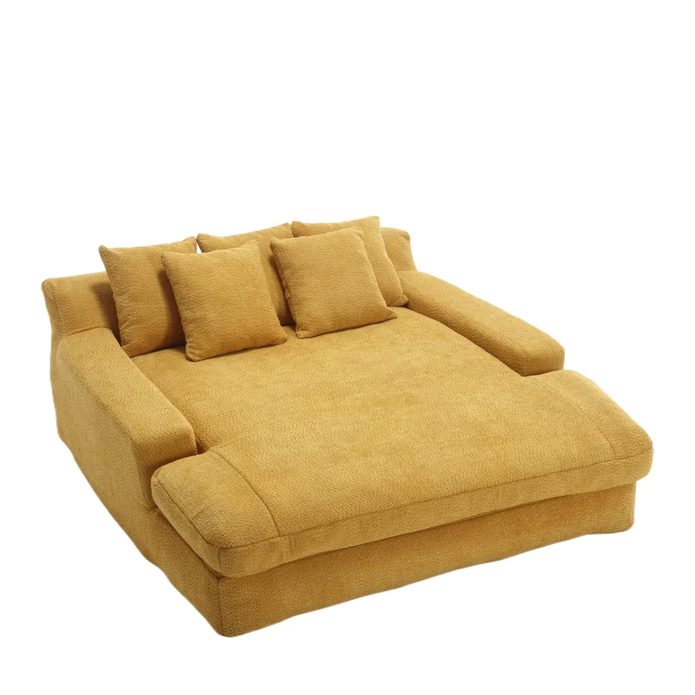 Chenille 2-seater lazy sofa With 5 back pillows,Comfy Sofa- Deep Seat Couch for Living Room,Club (Mustard yellow)