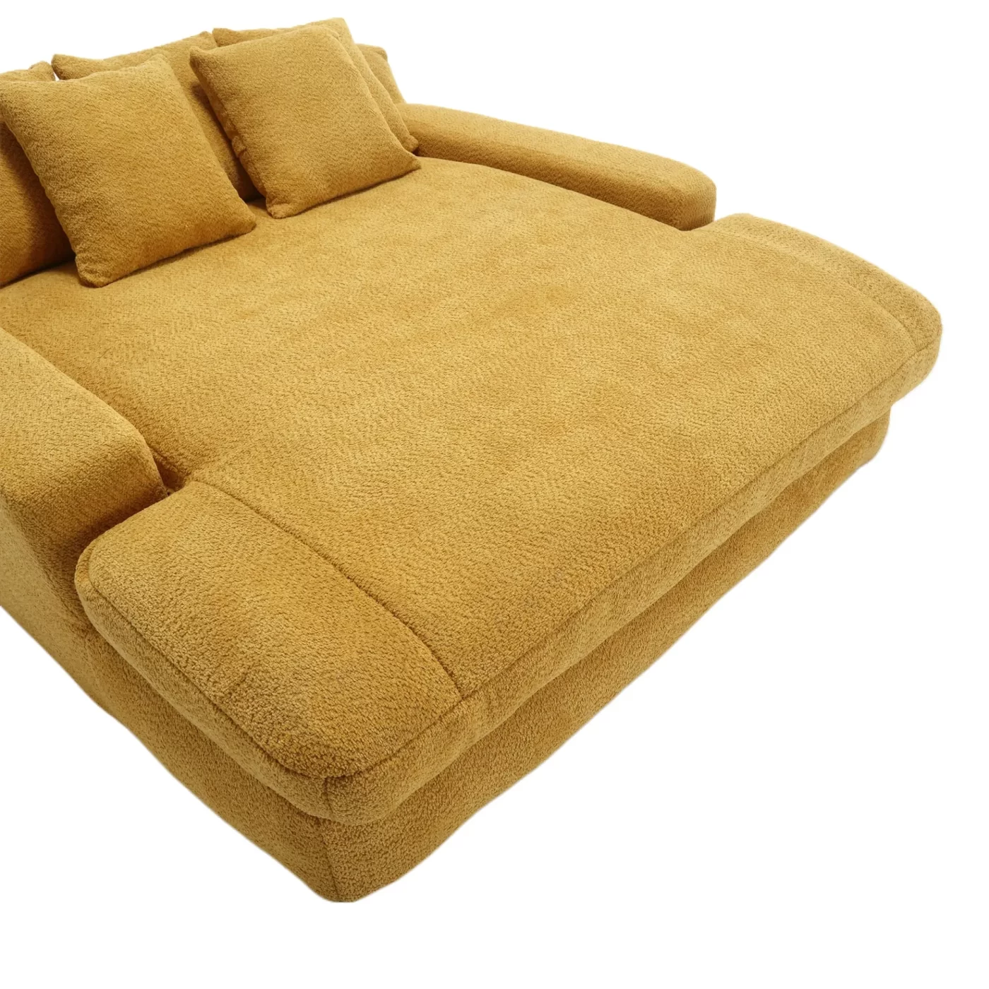 Chenille 2-seater lazy sofa With 5 back pillows,Comfy Sofa- Deep Seat Couch for Living Room,Club (Mustard yellow)