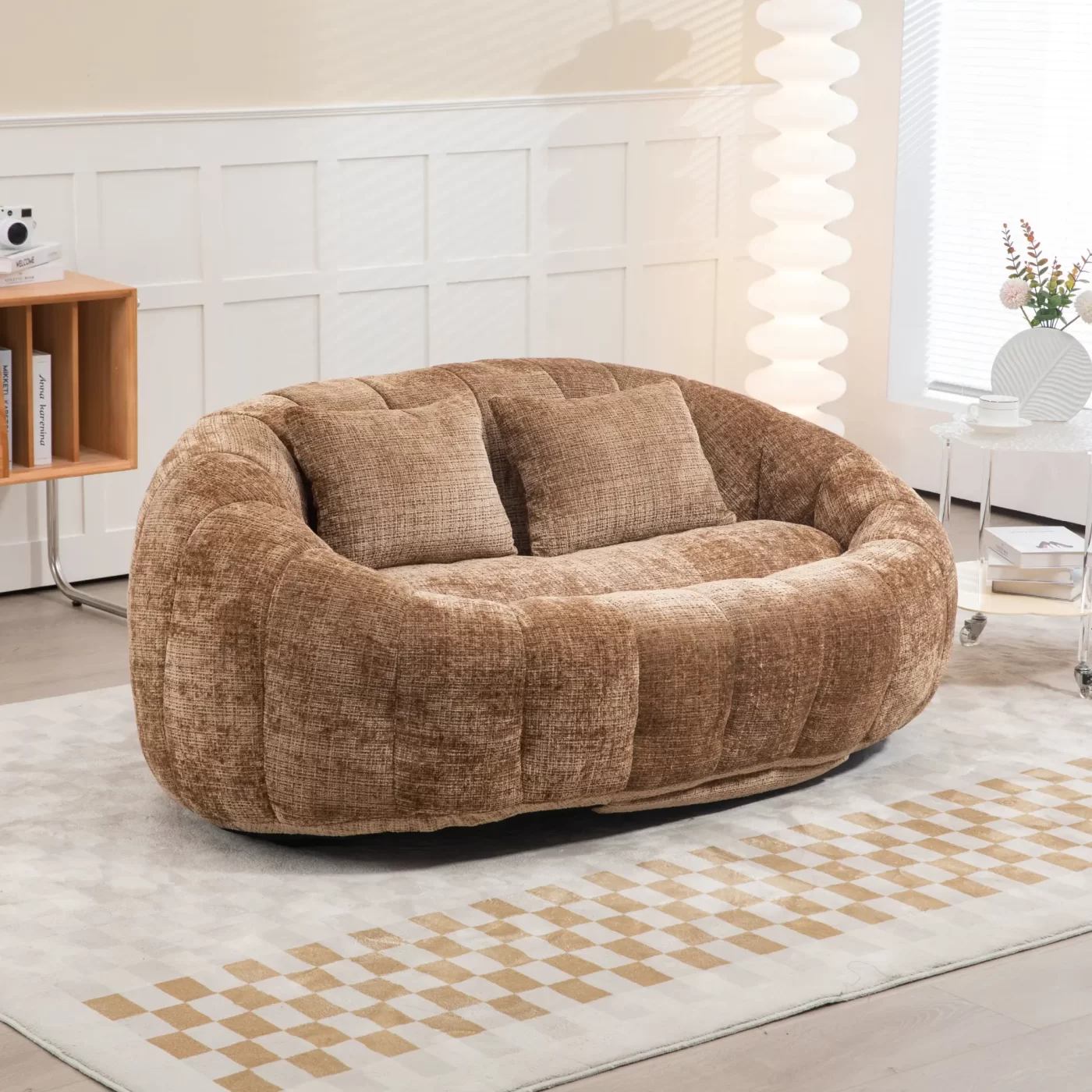 Bean Bag sofa Lazy Sofa Durable Comfort Lounger High Back Bean Bag Chair Couch for Adults and Kids, Indoor & Outdoor, Accent Floor Soft Lounge Chair (Coffee chenille)