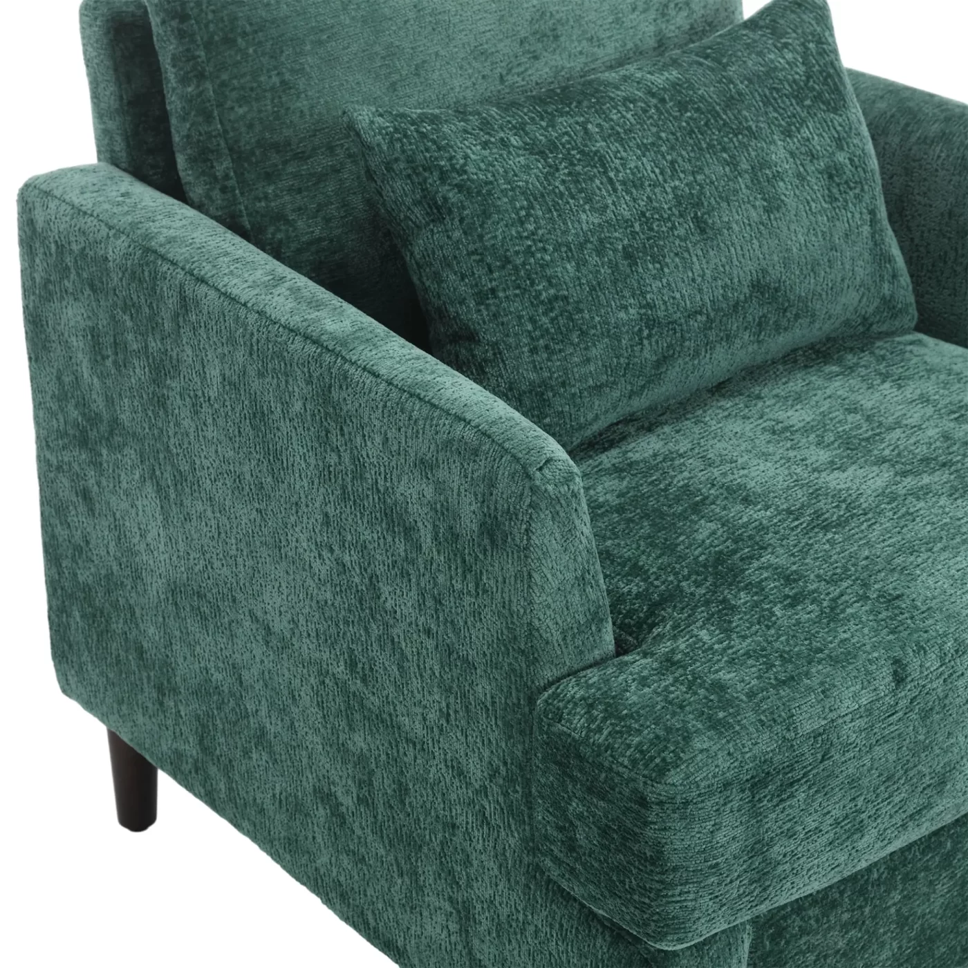 Wood Frame Armchair, Modern Accent Chair Lounge Chair for Living Room,Tufted Club Chair, Mid Century Modern Arm Chairs with Studded, Solid Wood Frame, for Bedroom, Reading (Emerald Chenille)