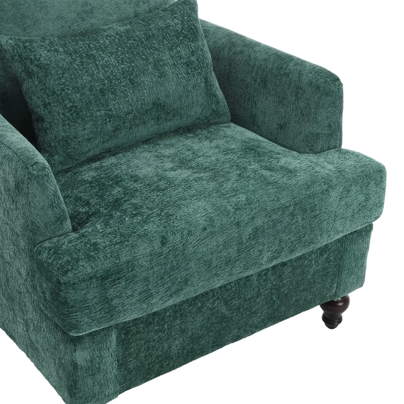 Wood Frame Armchair, Modern Accent Chair Lounge Chair for Living Room,Tufted Club Chair, Mid Century Modern Arm Chairs with Studded, Solid Wood Frame, for Bedroom, Reading (Emerald Chenille)