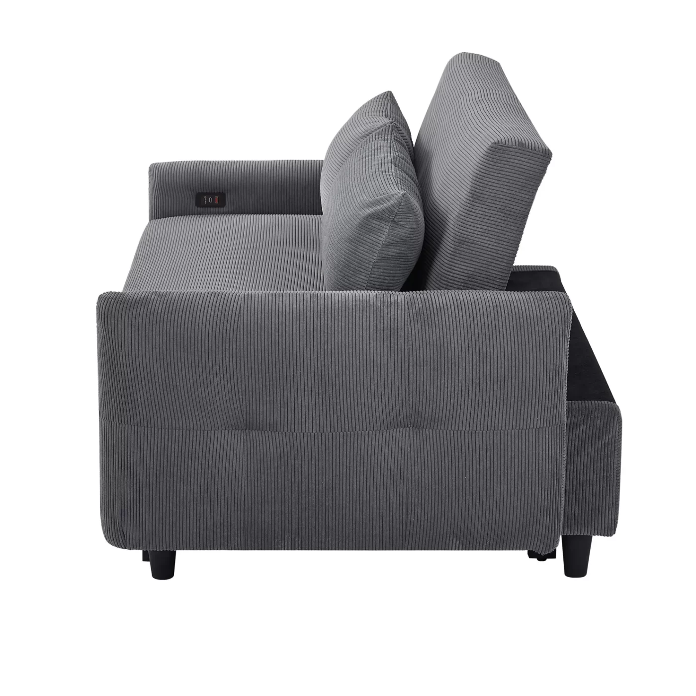 57.48' Pull-out Sofa Bed Convertible Couch 2 Seat Loveseat Sofa Modern Sleeper Sofa with Two Throw Pillows and USB Ports for Living Room, Dark Grey(Old Sku:WF317760AAR)