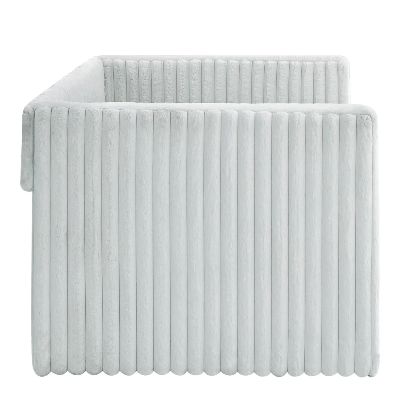 Twin Size Daybed, Upholstered sofa bed,The bottom pulls out to form a bed ,Striped corduroy fabric- Light grey(86'*43.5'*34')