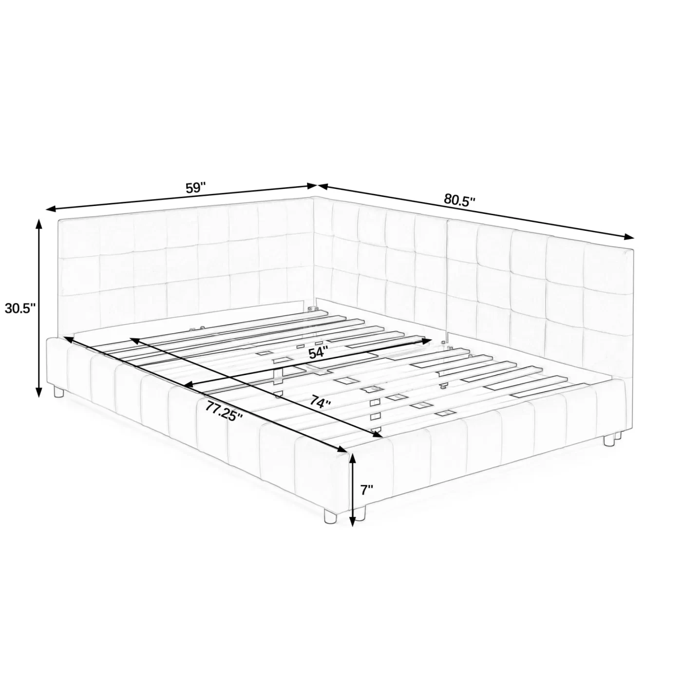 Full Size Upholstered Tufted Bed Frame, Sofa Bed Frame with Comfortable Backrest and Armrests, Full Size Bed for Bedroom, Living Room,Velvet, BROWN(80.5''*59''*30.5'')