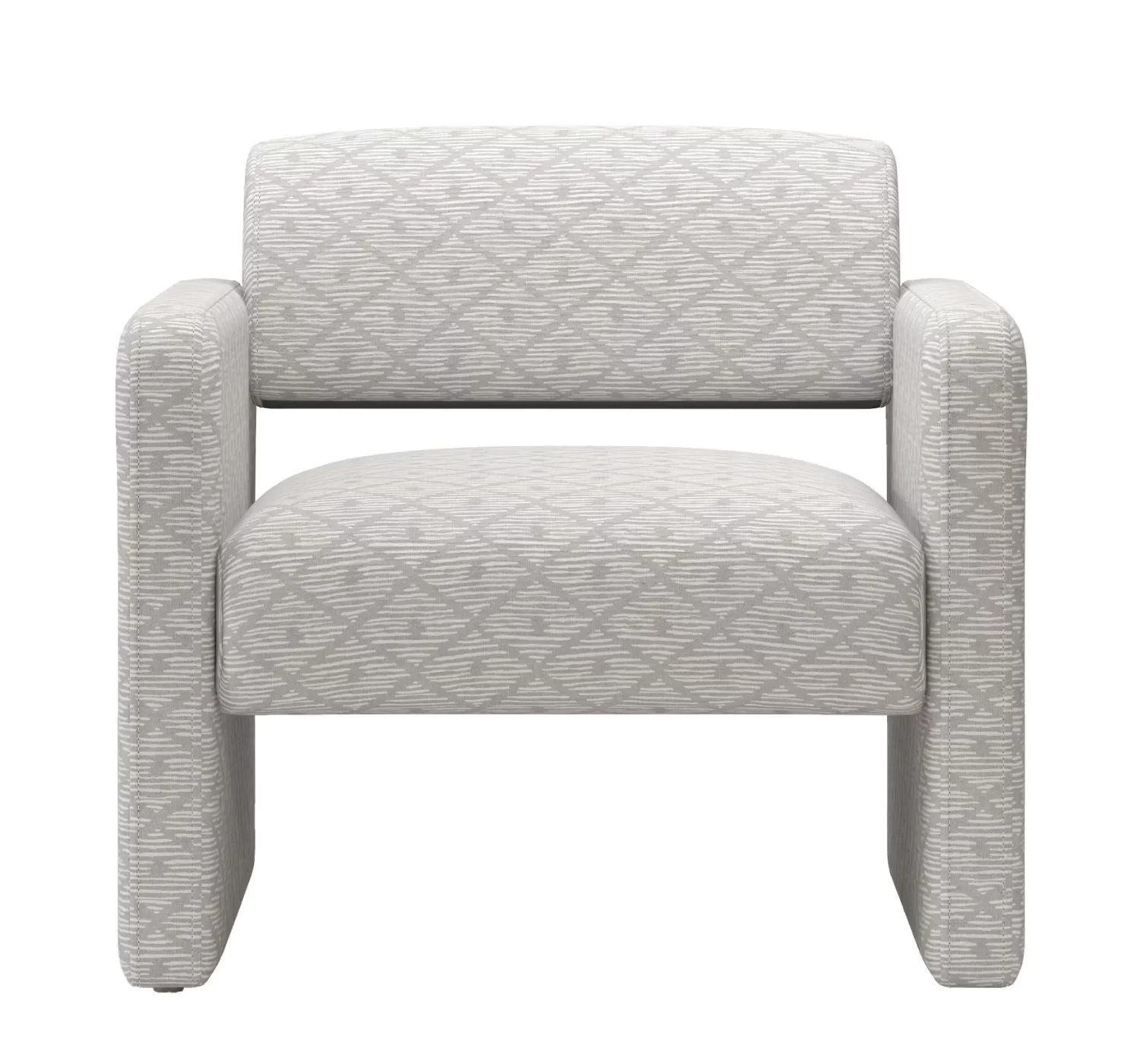 Beige grid single sofa chair, upholstered comfortable chair with armrests, for dining room/bedroom/living room/reception - Beige grid (30.9'*30.51'*30.11')