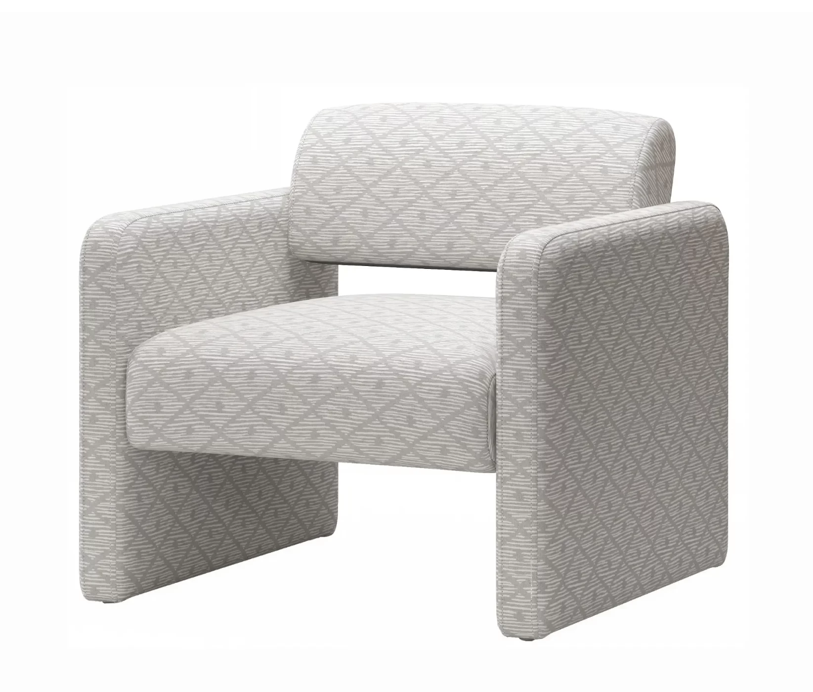 Beige grid single sofa chair, upholstered comfortable chair with armrests, for dining room/bedroom/living room/reception - Beige grid (30.9'*30.51'*30.11')