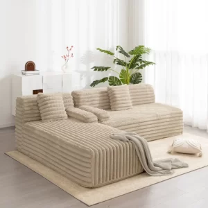 110' Cloud Sectional Sofa Upholstered Couch Free-combined Sofa for Living Room, Light Coffee