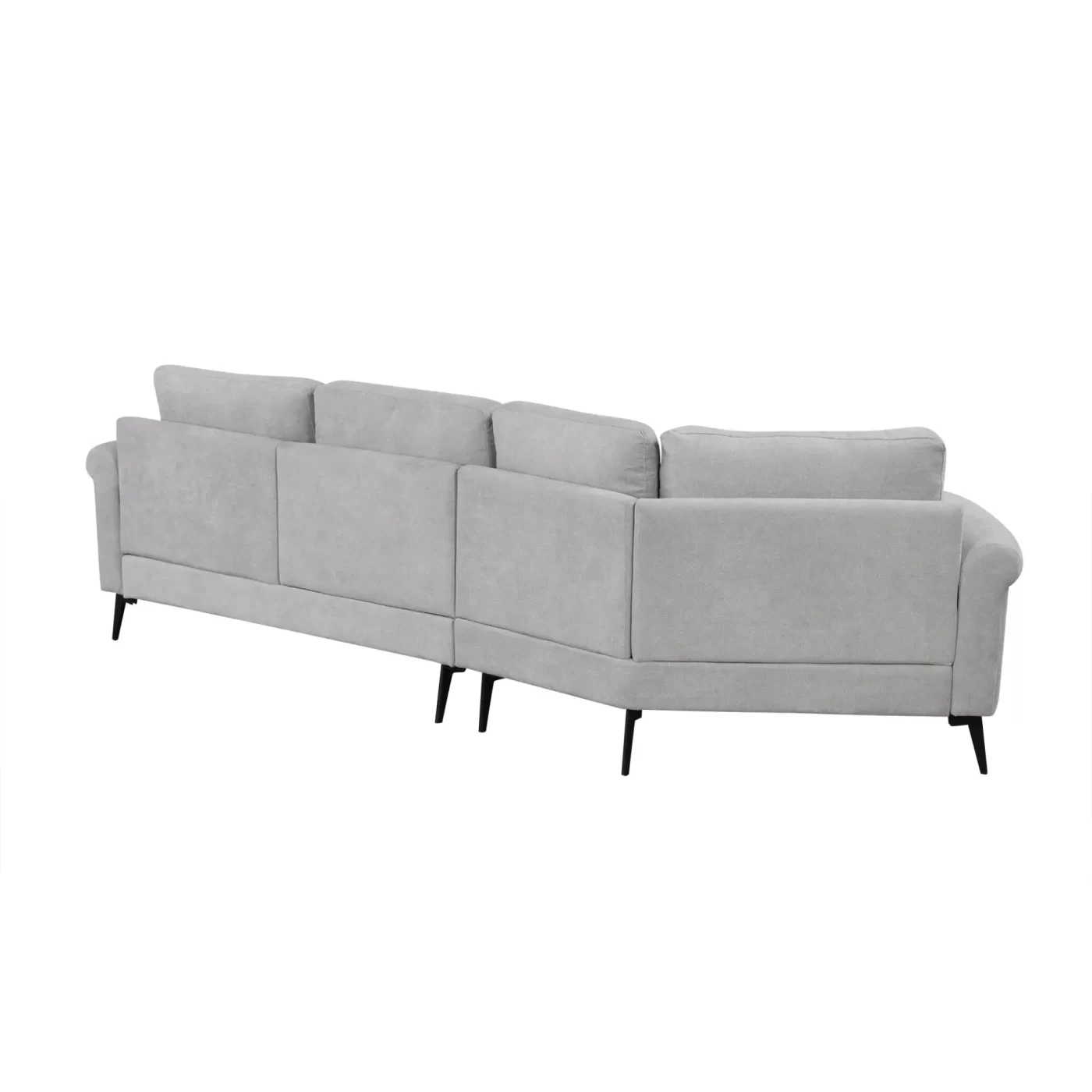 111' Upholstered 3-seater Sofa Curved Sofa Couch with Two Printed Pillows for Living Room, Gray