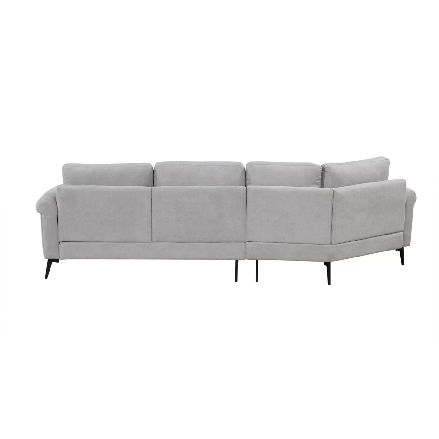 111' Upholstered 3-seater Sofa Curved Sofa Couch with Two Printed Pillows for Living Room, Gray