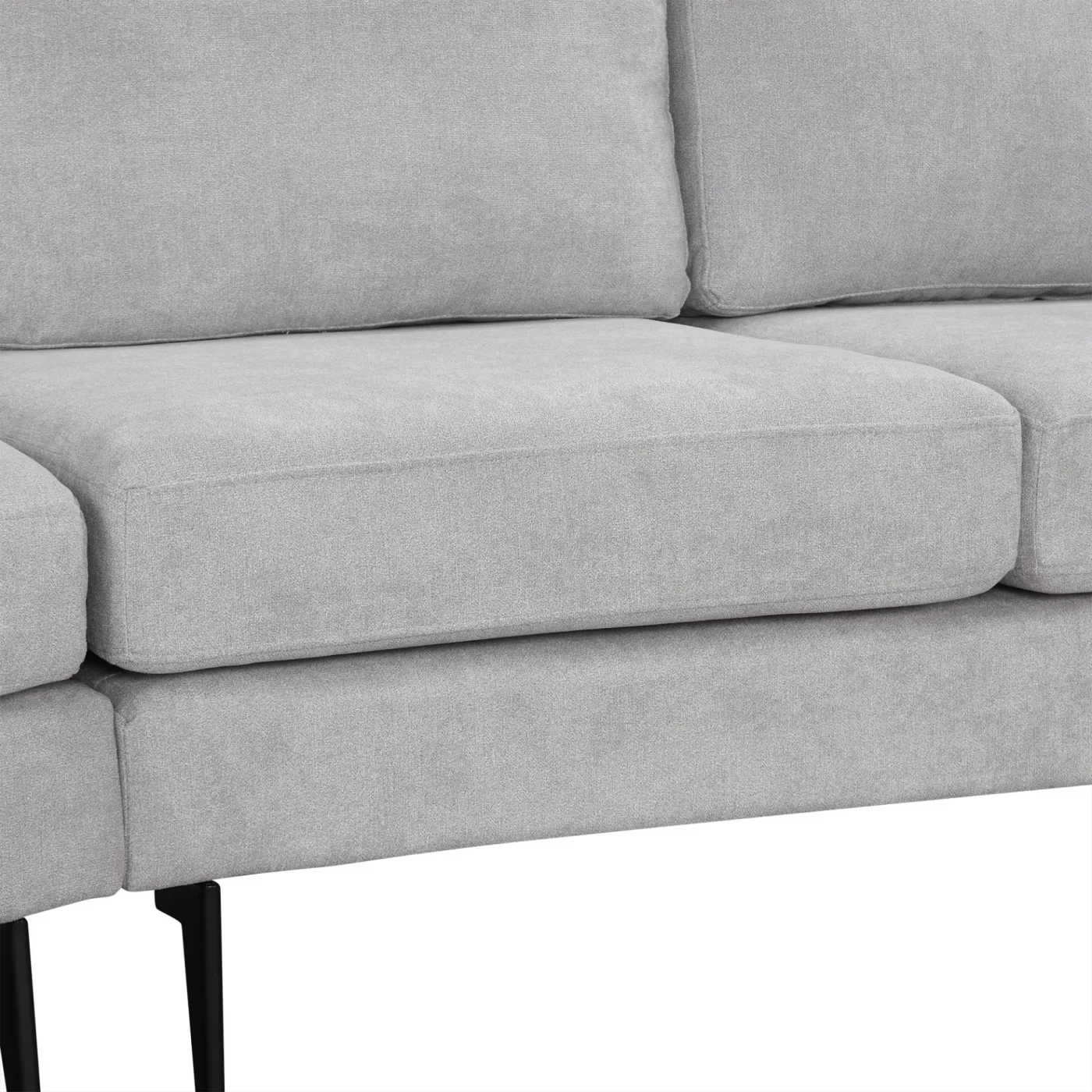 111' Upholstered 3-seater Sofa Curved Sofa Couch with Two Printed Pillows for Living Room, Gray