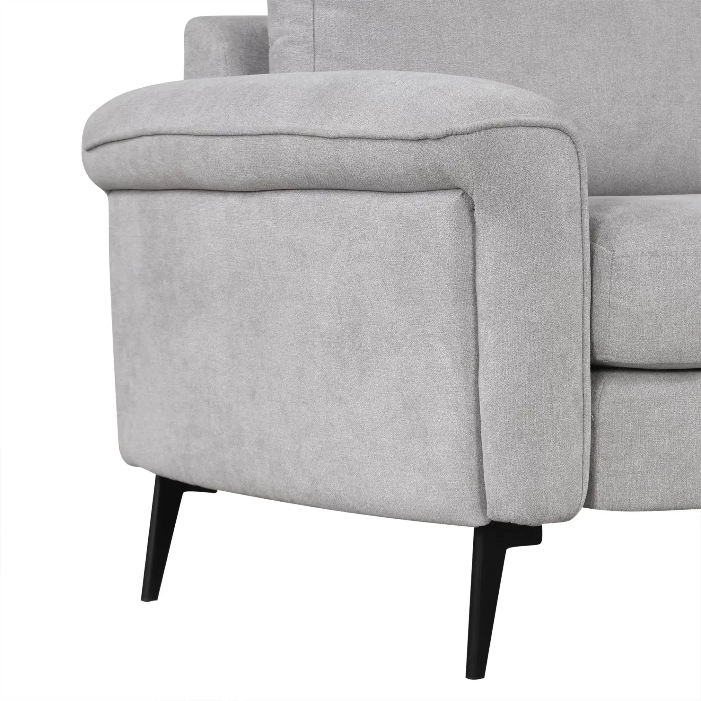 111' Upholstered 3-seater Sofa Curved Sofa Couch with Two Printed Pillows for Living Room, Gray