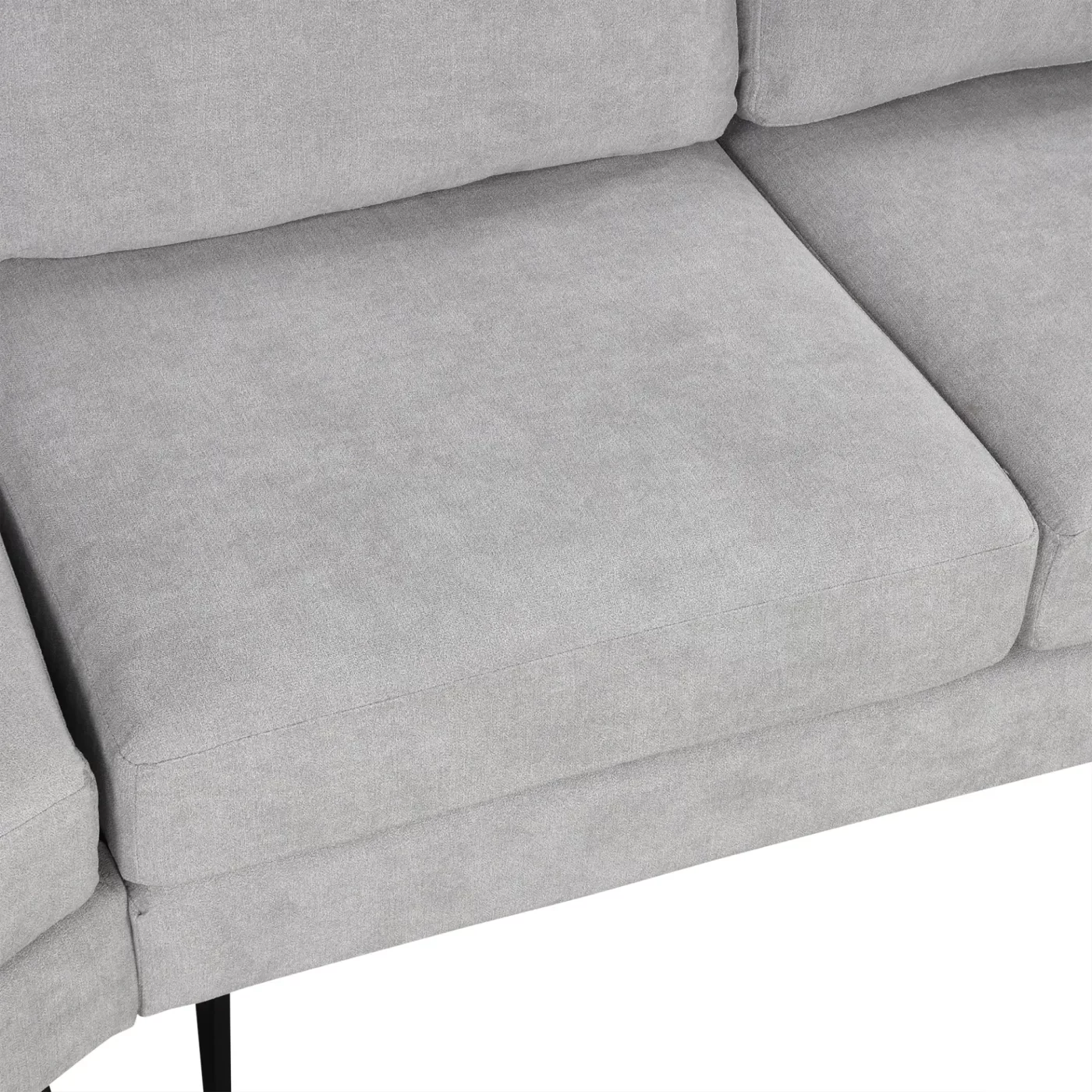 111' Upholstered 3-seater Sofa Curved Sofa Couch with Two Printed Pillows for Living Room, Gray