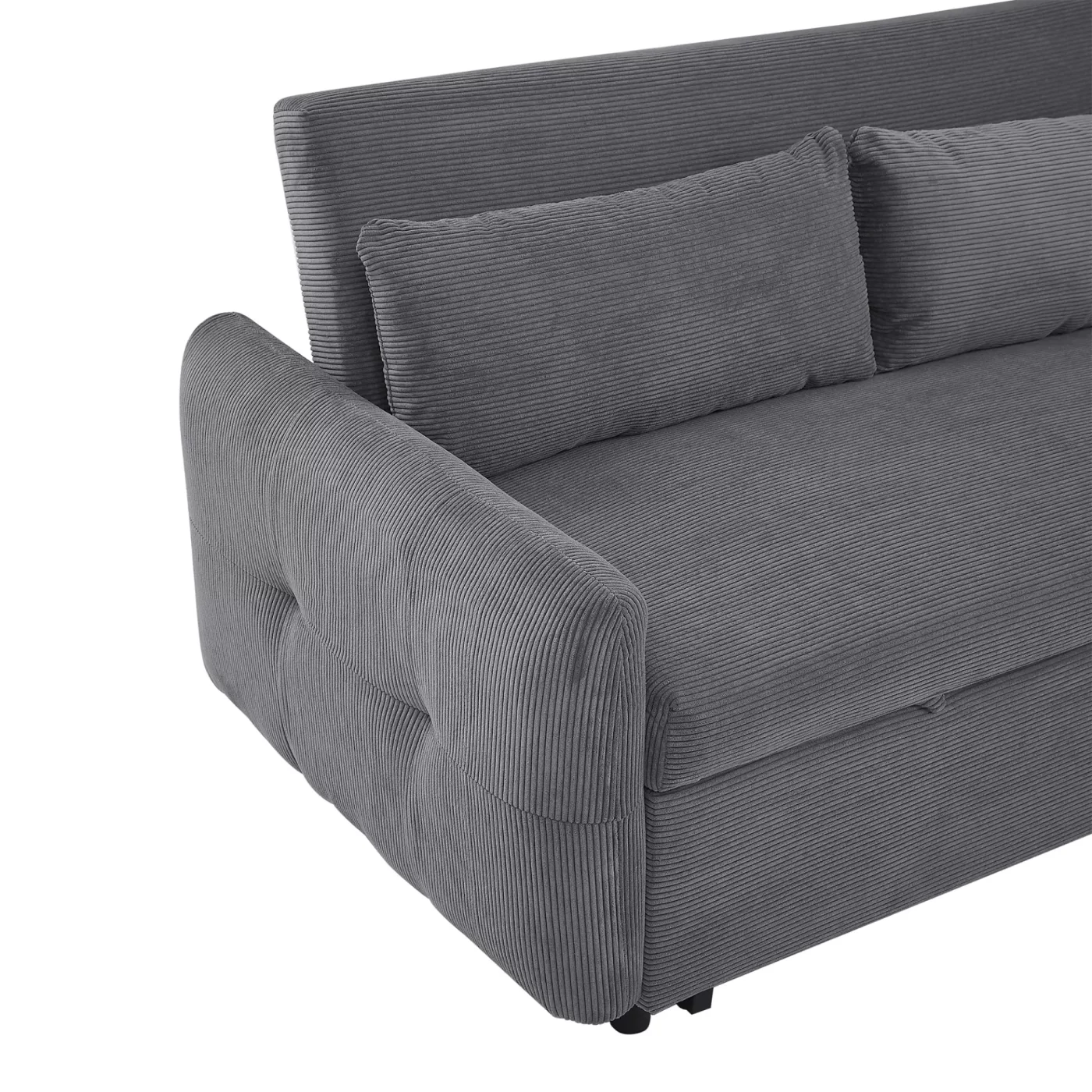 57.48' Pull-out Sofa Bed Convertible Couch 2 Seat Loveseat Sofa Modern Sleeper Sofa with Two Throw Pillows and USB Ports for Living Room, Dark Grey(Old Sku:WF317760AAR)