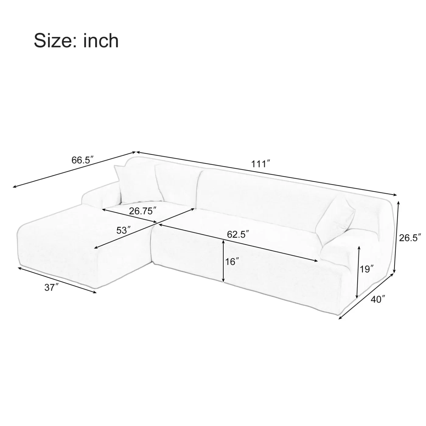 Modern Large L-Shape Modular Sectional Sofa for Living Room, Bedroom, Salon, 2 Piece Free Combination, Simplified Style(old sku:WY000356AAC)