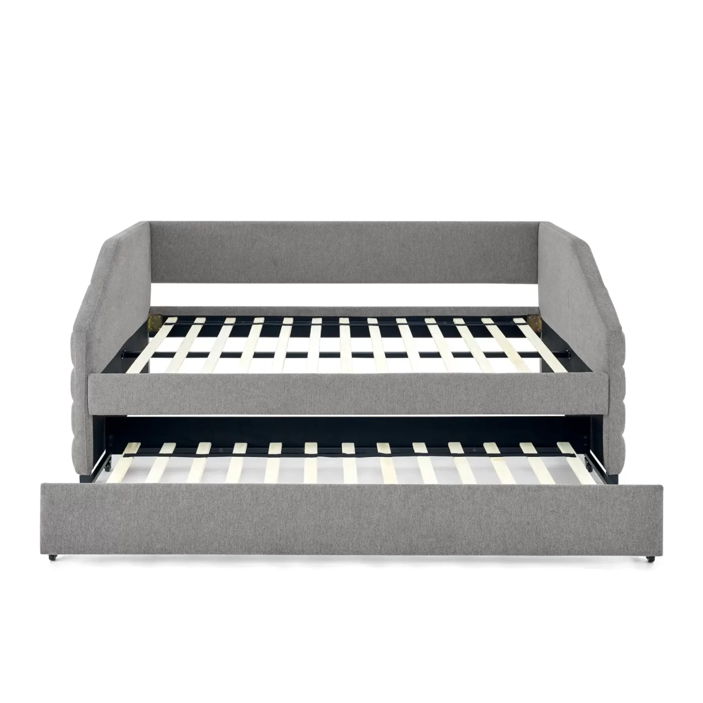 Full Size Daybed with Trundle Upholstered Tufted Sofa Bed, Linen Fabric, Grey (82.5'x58'x34')