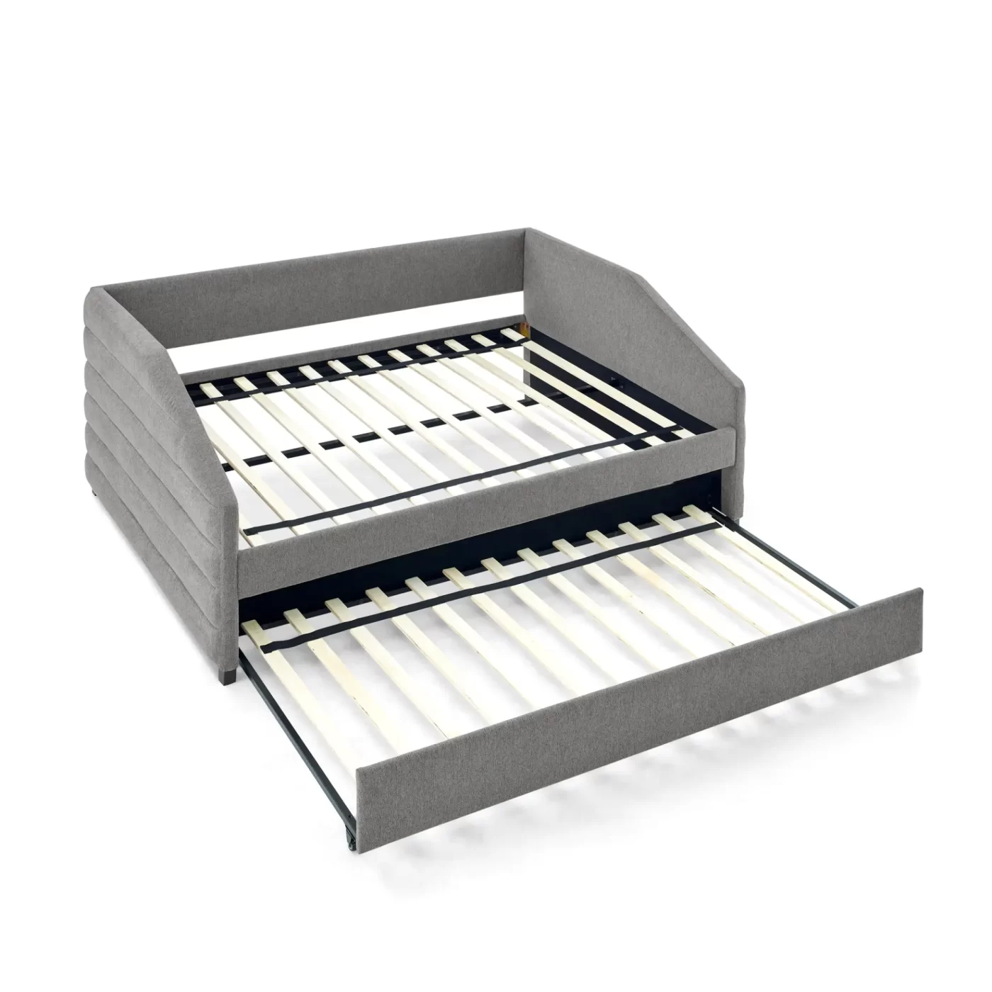 Full Size Daybed with Trundle Upholstered Tufted Sofa Bed, Linen Fabric, Grey (82.5'x58'x34')