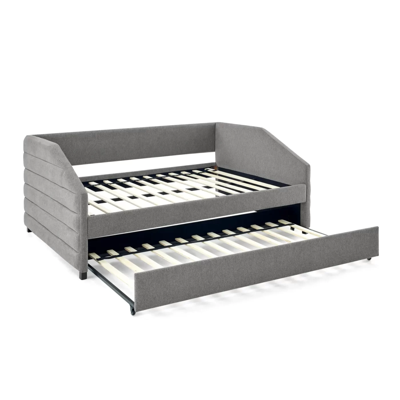 Full Size Daybed with Trundle Upholstered Tufted Sofa Bed, Linen Fabric, Grey (82.5'x58'x34')