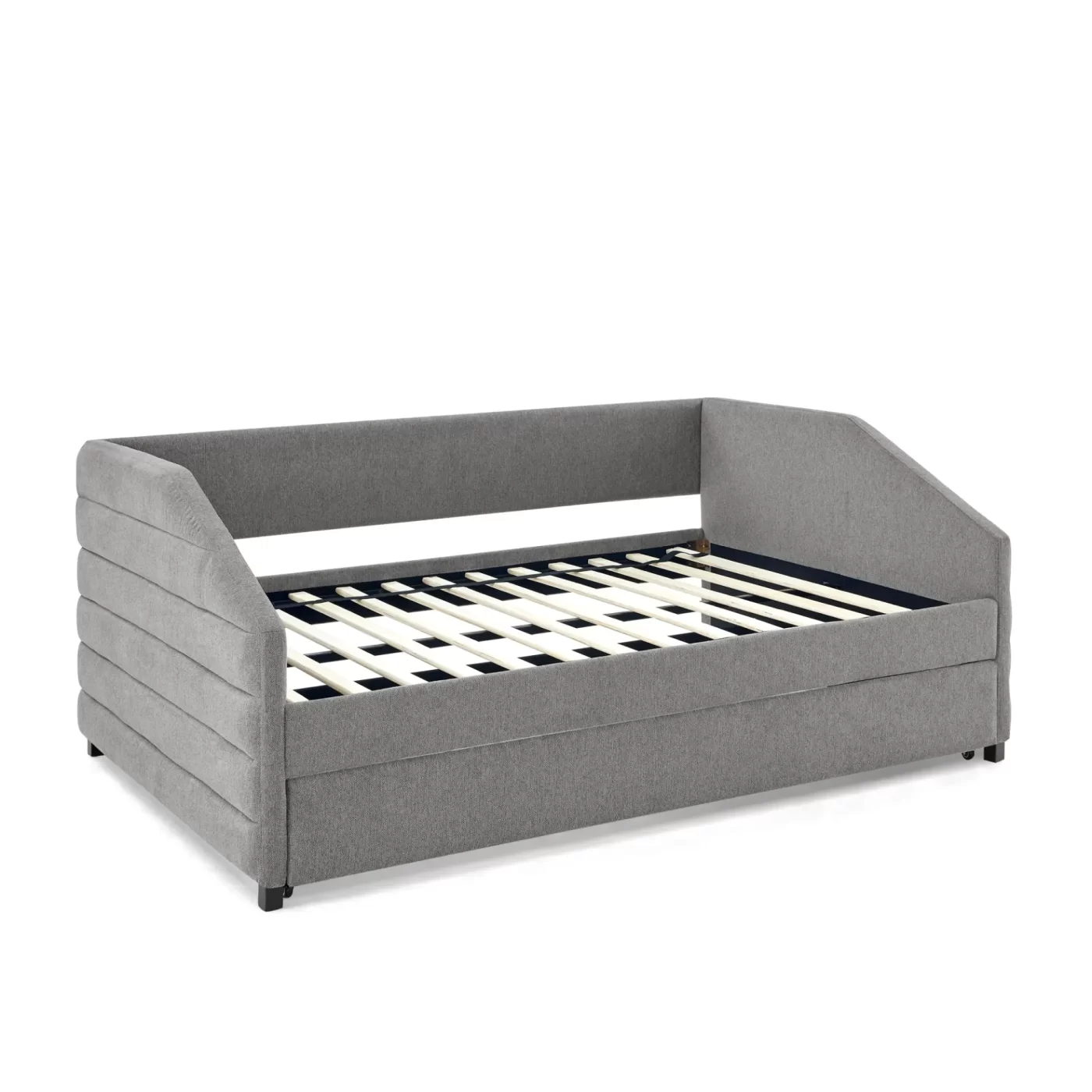 Full Size Daybed with Trundle Upholstered Tufted Sofa Bed, Linen Fabric, Grey (82.5'x58'x34')