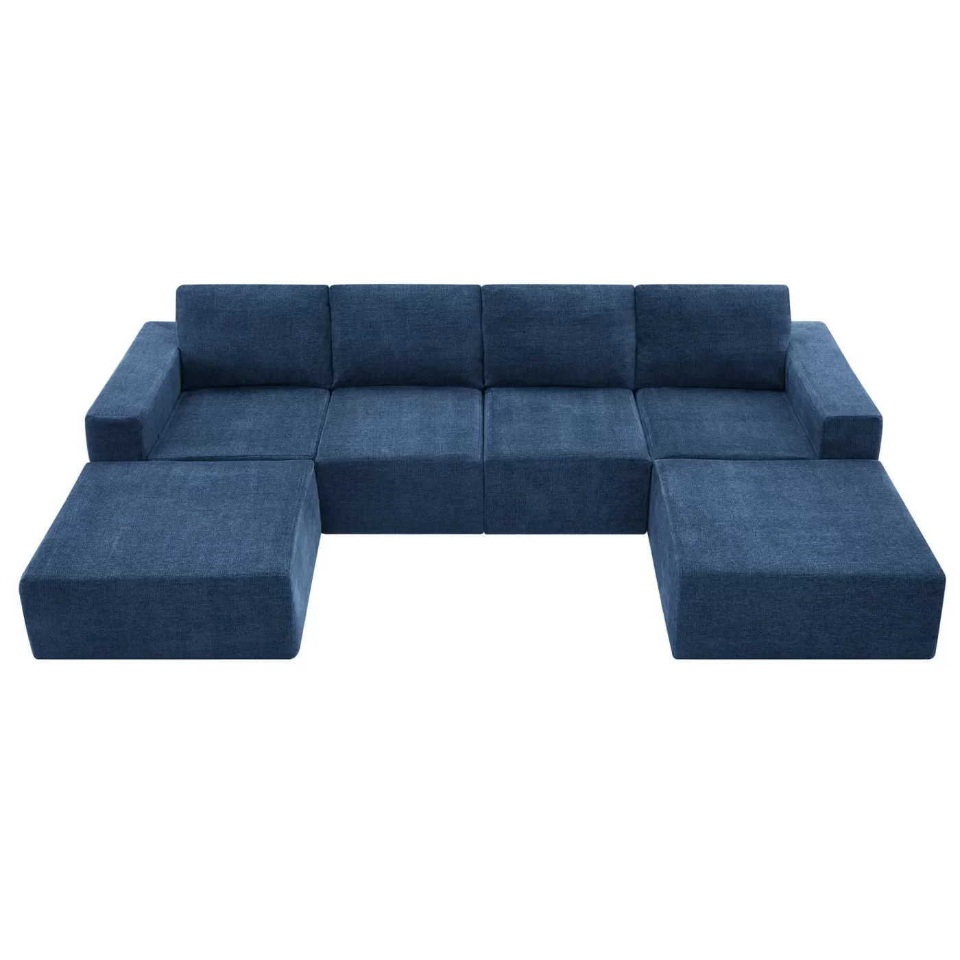 110*72' Modular U Shaped Sectional Sofa with Ottomans,Luxury Cloud Chenille Floor Couch with Deep Seat,No Assembly Required,Fully Compressed Upholstered Sofa for Living Room,Bedroom,3 Colors