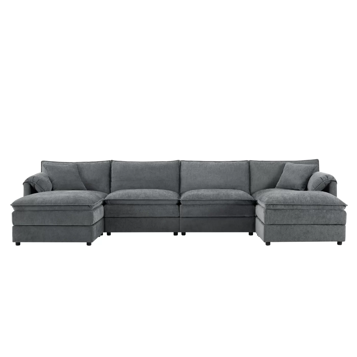 136' Chenille Modular Sectional Sofa with Deep and Wide Seat,U Shaped Cloud Couch Set with Double Cushions,6 Seat Sofa with Movable Ottomans,Oversized Indoor Furniture for Living Room,3 Colors