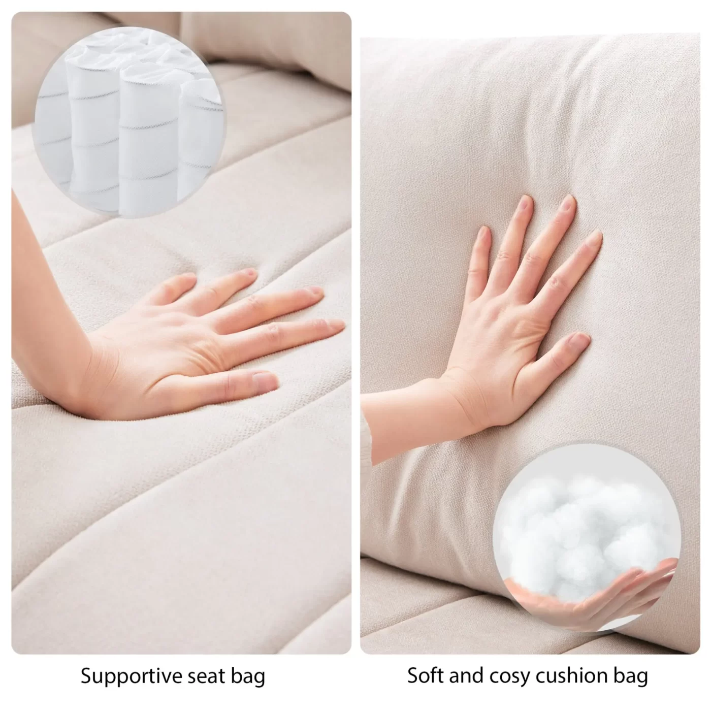 89*79' Modern Modular Sectional Sofa with Deep Seat,Vertical Stripes,5 Seat Corner Couch with Movable Ottoman,Throw Pillows,L-Shaped Comfy Cloud Indoor Furniture for Living Room,Apartment,3 Colors