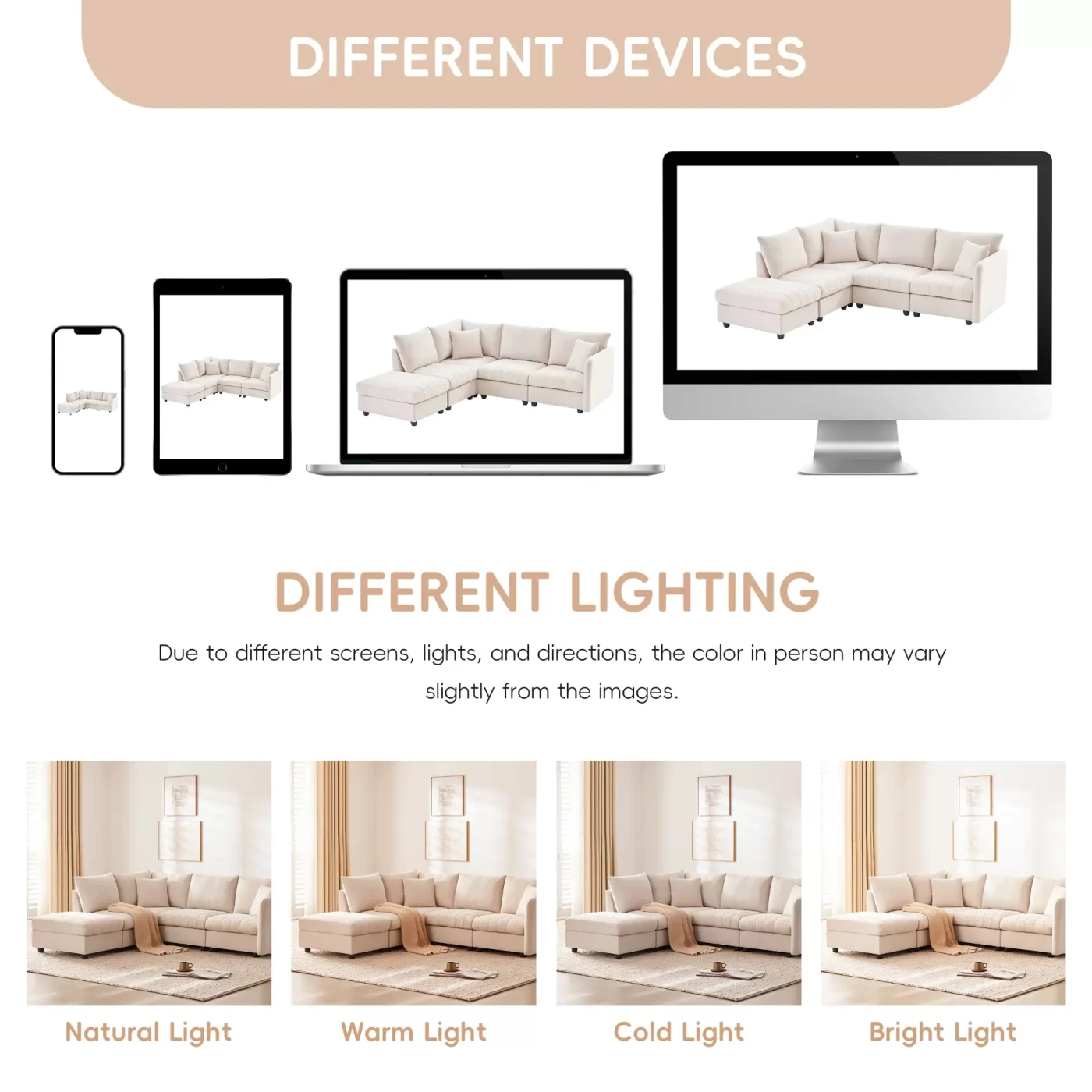 89*79' Modern Modular Sectional Sofa with Deep Seat,Vertical Stripes,5 Seat Corner Couch with Movable Ottoman,Throw Pillows,L-Shaped Comfy Cloud Indoor Furniture for Living Room,Apartment,3 Colors