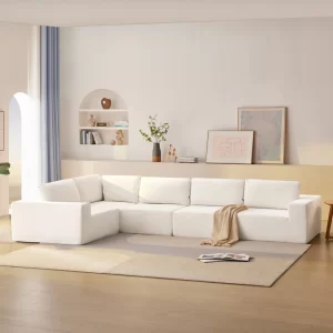 147'Modular Sectional Sofa with Wide Seat,No Assembly Required,Free Combination,L Shaped Couch Set,Cloud Upholstered Indoor Furniture,Minimalist Boneless Sofa for Living Room,Bedroom,3 Colors