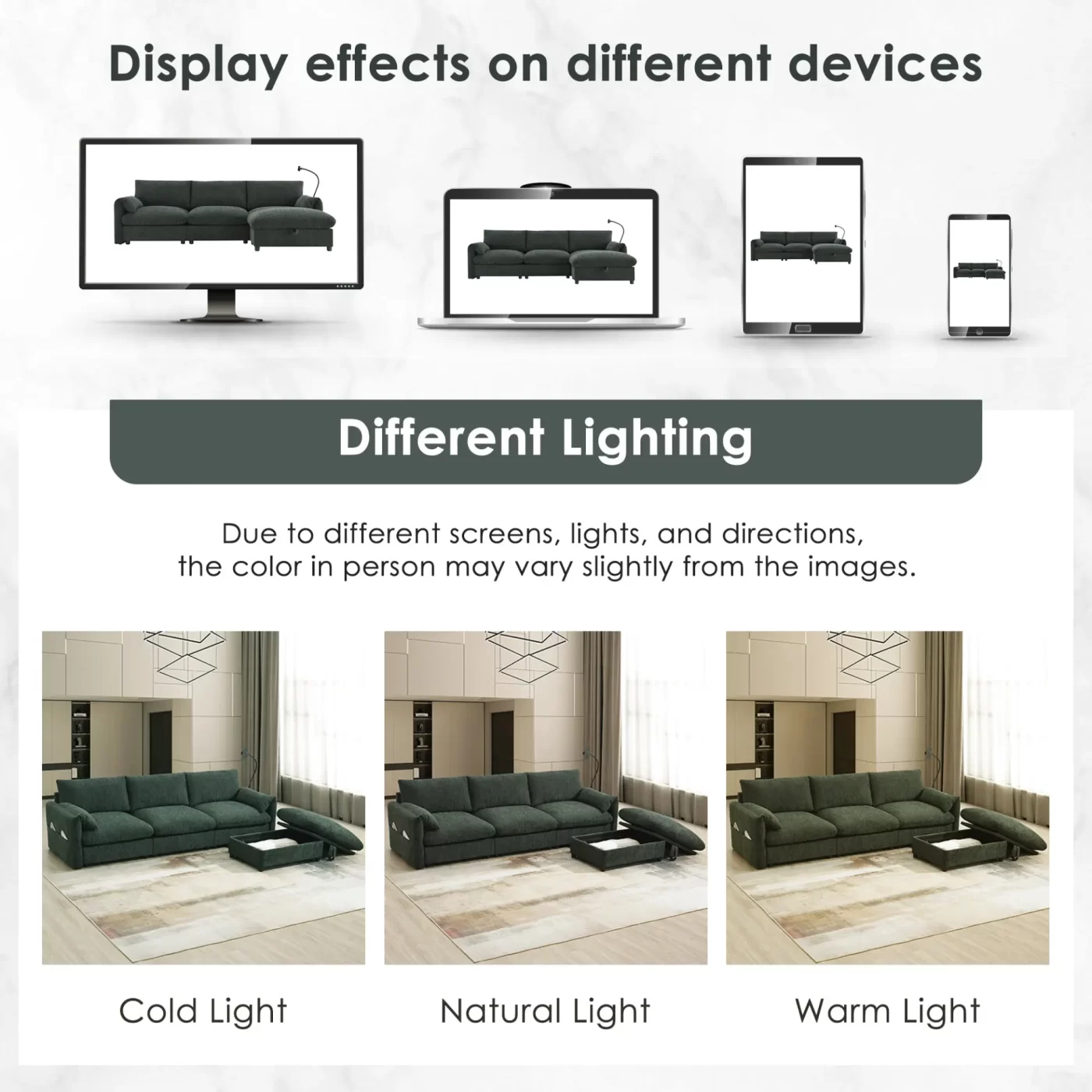 96.5'' Chenille Sectional Sofa with Storage Ottoman and Pockets,Adjustable Phone Holder,Wide Seat,4 Seat L Shaped Couch Set,Comfy Sofa with USB Charger for Living Room,Apartment,3 Colors