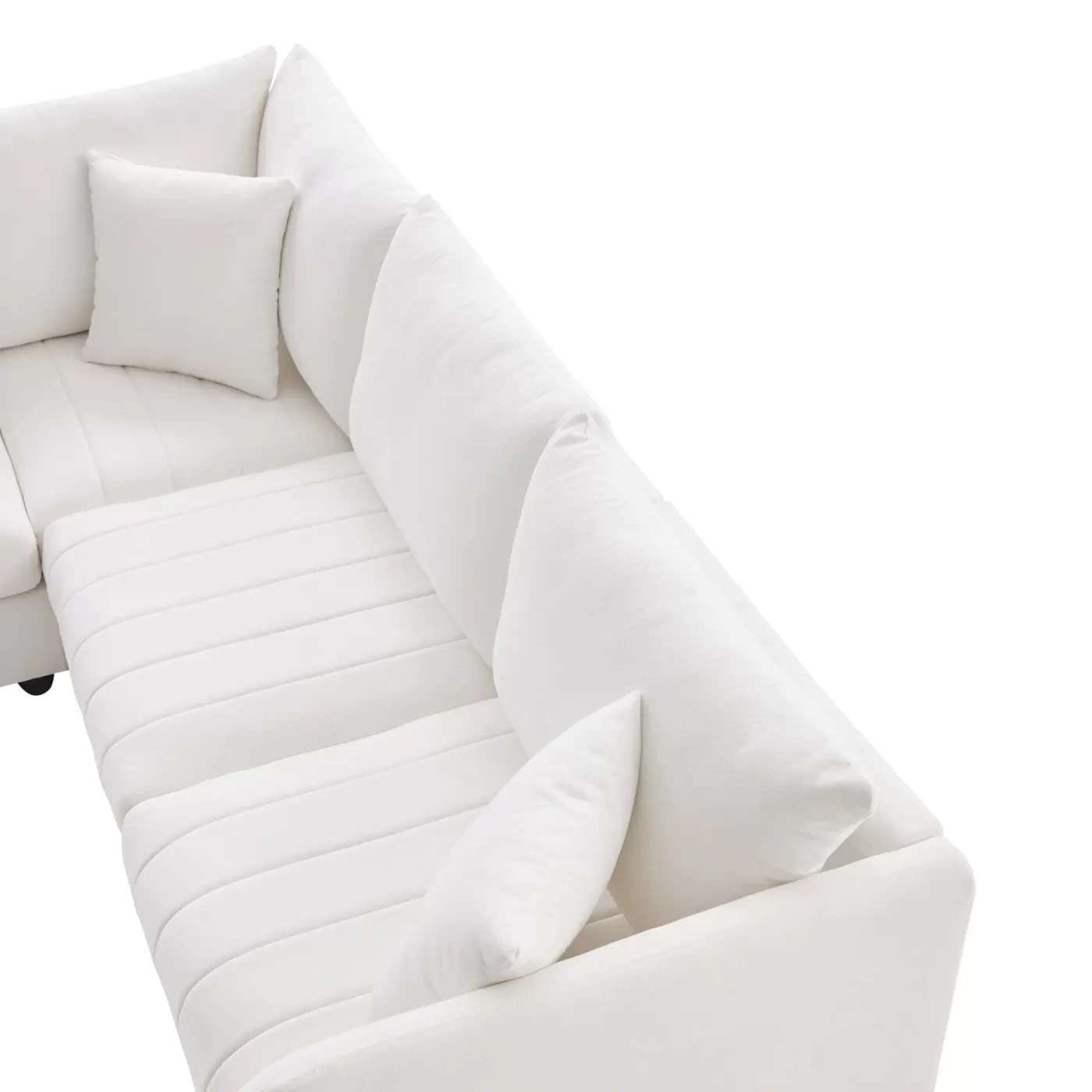 89*79' Modern Modular Sectional Sofa with Deep Seat,Vertical Stripes,5 Seat Corner Couch with Movable Ottoman,Throw Pillows,L-Shaped Comfy Cloud Indoor Furniture for Living Room,Apartment,3 Colors