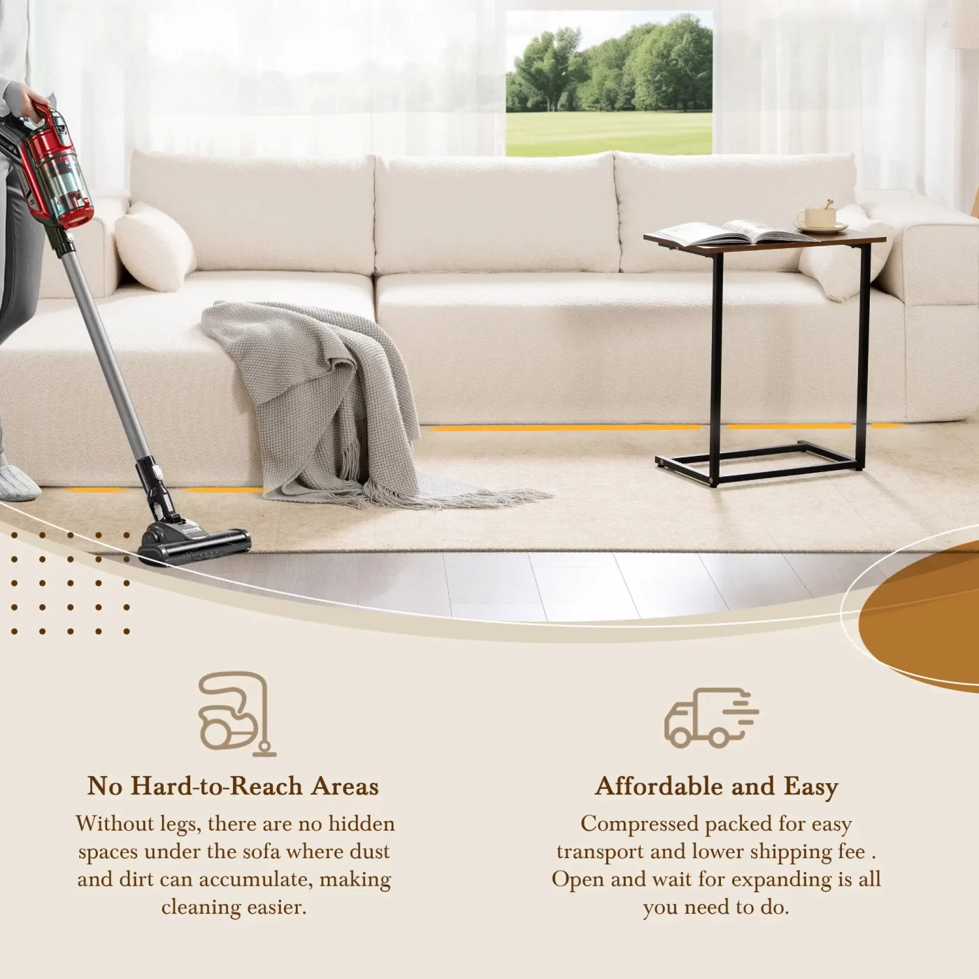 112'Modular Sectional Sofa with Free Side Table,Wide Seat,Fully Compressed,Wrinkle-resistant Boucle Fabric Couch with Chaise,Free Combination,L-Shaped Sofa for Living Room,No Assembly Required,3 Color