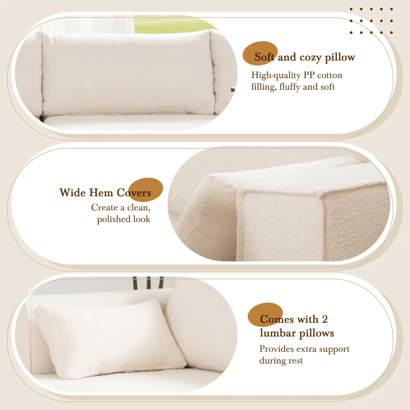 112'Modular Sectional Sofa with Free Side Table,Wide Seat,Fully Compressed,Wrinkle-resistant Boucle Fabric Couch with Chaise,Free Combination,L-Shaped Sofa for Living Room,No Assembly Required,3 Color